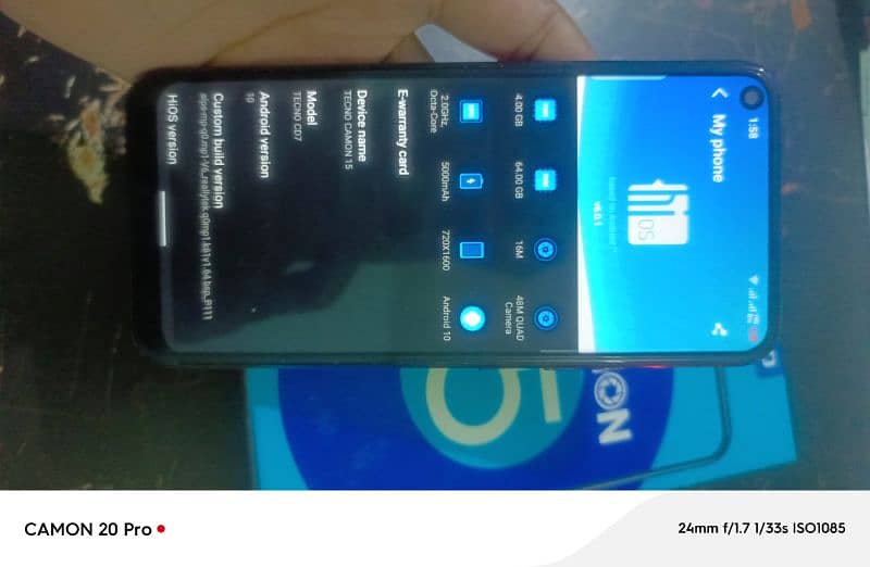 Tecno Camon 15 4/64  8/10 condition 1st handed used 10