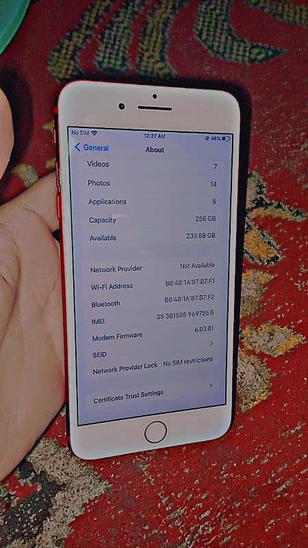 iphone 7plus PTA Approved 256gb storage 1