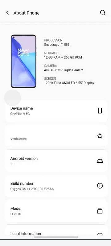 OnePlus 9full lush condition 10/10() only 2lines in screen 1