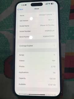 Iphone 14 Pro Max LLA PTA Approved 128 GB