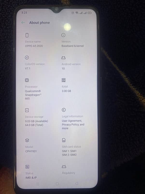 Oppo A5 2020, 3gb RAM ,64gb(storage) ,urgent sale 2