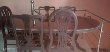 wooden dinning table with 6 chairs