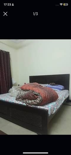 king size bed with side tables and mattress 03085246955