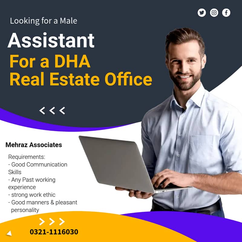 Hiring Male Assistant for a Real Estate Firm 0