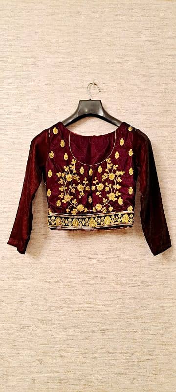 Velvet Lehnga Choli with net dupatta 0