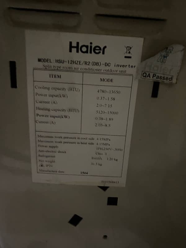 Haier 1-Ton Dc inverter Ac For Sale 6