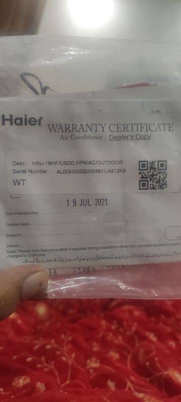 Haier Split A/c 1.5 Ton Inverter 18HFC H&C 2