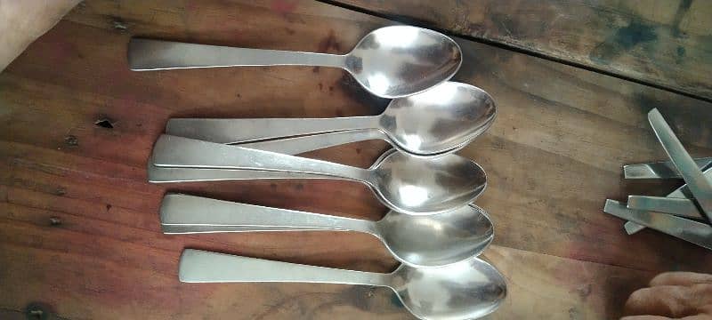 steel trays and tray spoons ( steel) , also four types of table spoons 9