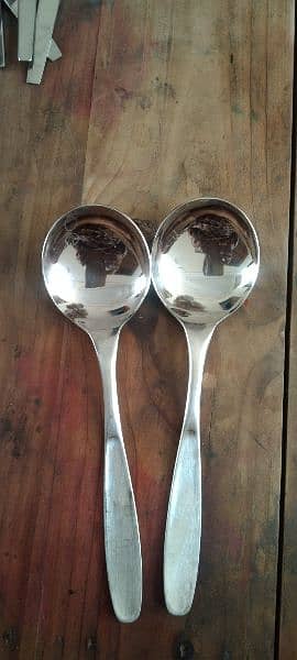 steel trays and tray spoons ( steel) , also four types of table spoons 10