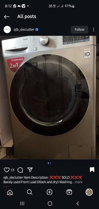 lg front load washing machine 9kg 0