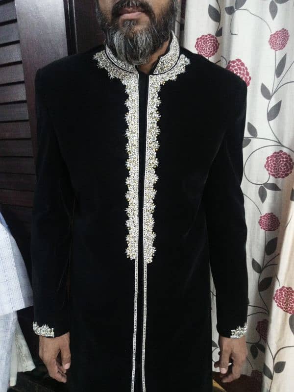 velvet sherwani 1