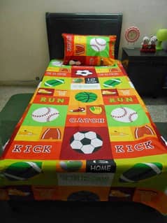 Multicolored Fine Cotton Single Bed Sheet with Sports Ball Print