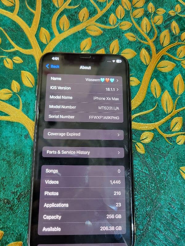 Iphone xs max 256gb non pta Black color 5