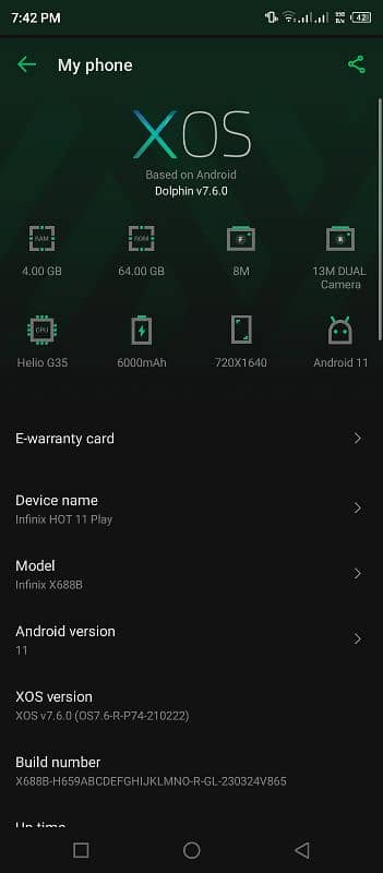 infinix Hot 11 play 0