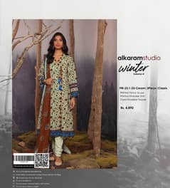 Alkaram Khadar Dress | Printed Unstitched Wear | Women 3Pcs Suite