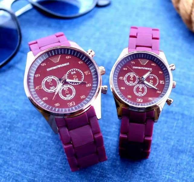 Couples Watch in Maroon Colour 3