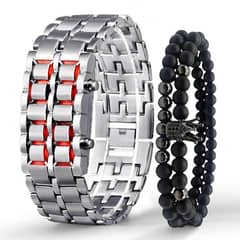 LED stainless steel watch with bracelet