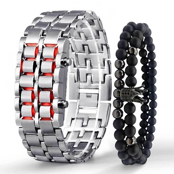 LED stainless steel watch with bracelet 0