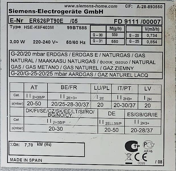 Siemens Kitchen Gas Hobs 4 Burners & 2 Burner Made in Spain (ORIGINAL) 4