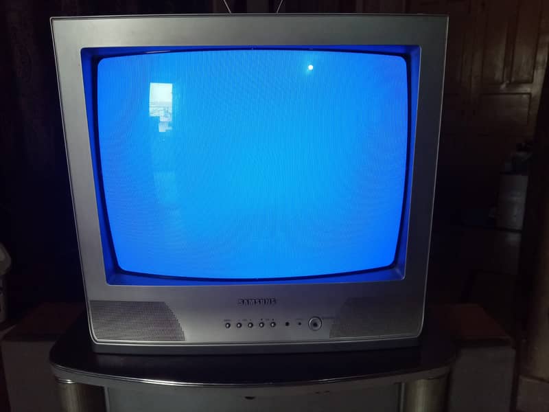 Samsung TV + Sony CD player along with TV trolley 1