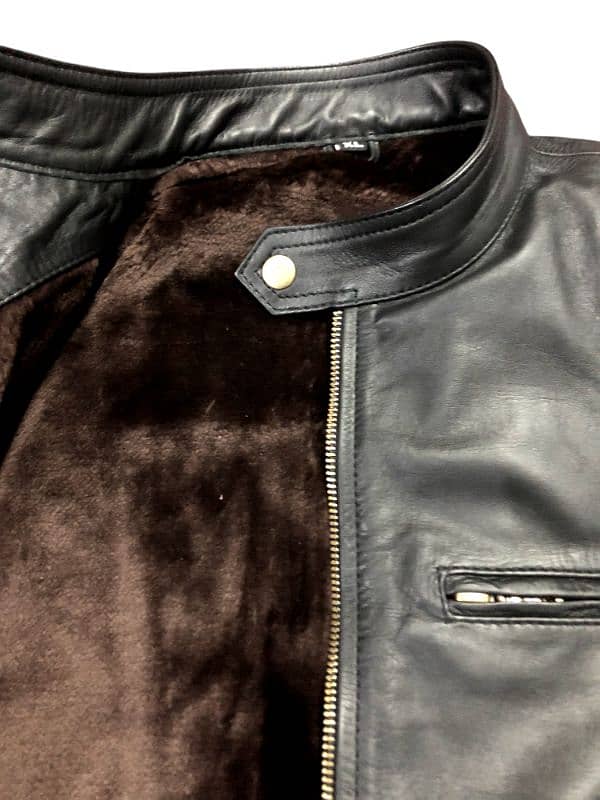 Export Quality Aniline Cow Leather Jacket with Cat Fur Inside 4