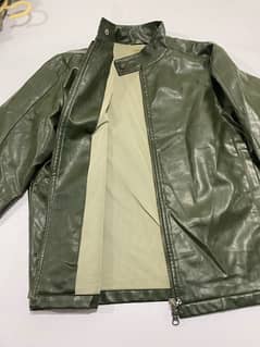 *Olive green leather jacket zipper