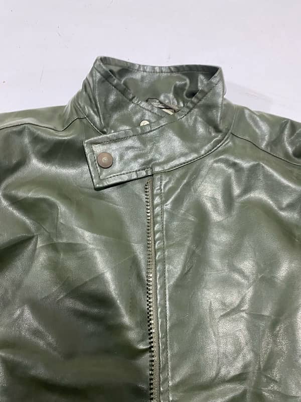 *Olive green leather jacket zipper 2