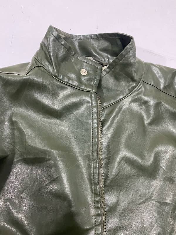 *Olive green leather jacket zipper 3