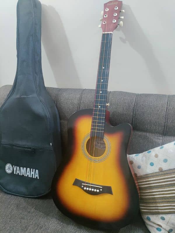 Acoustic guitar with bag and picks 2