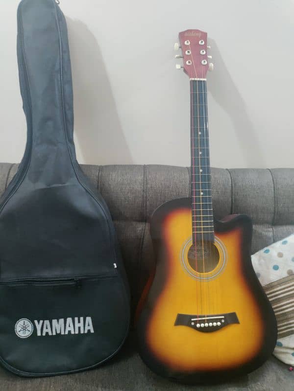 Acoustic guitar with bag and picks 4