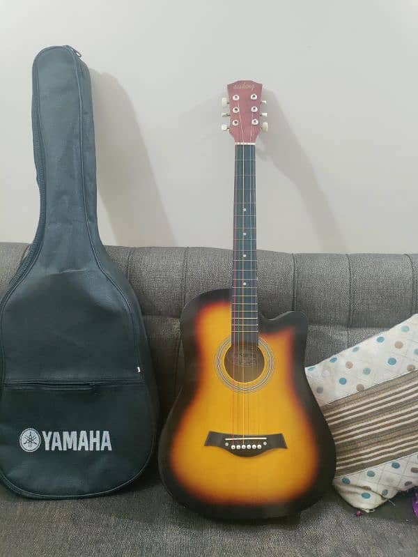 Acoustic guitar with bag and picks 12