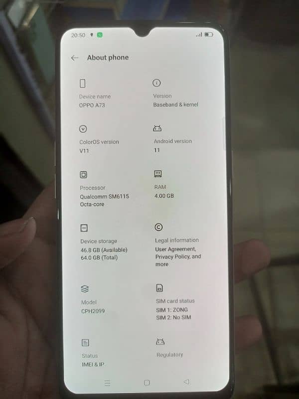 Oppo A73 New condition 4GB 64GB seald 100% Complet saman PTA approvd 3