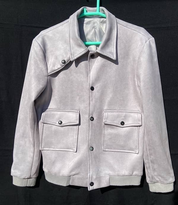 Light Grey Suede leather Jacket 0