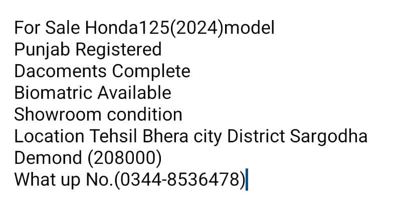 For Sale Honda125(2024)model 16