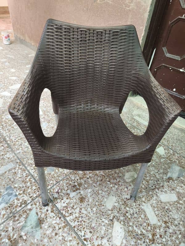 Ratan Plastic Chairs with table Set Good condition 1