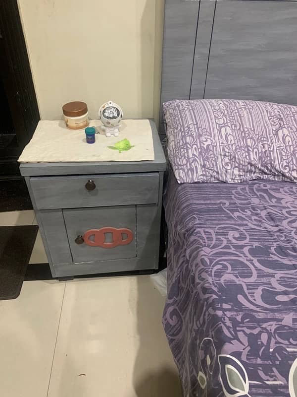 king size bed with 2 side table without mattress 2