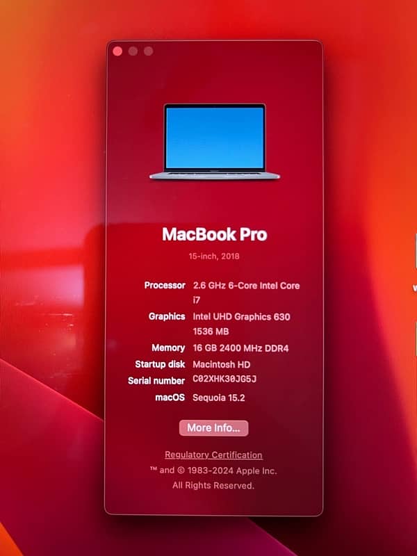 Macbook Pro 2018 15 inch 8