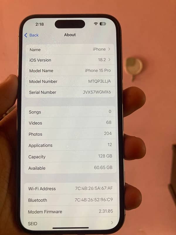 iphone 15pro 128gb jv  natural titanium 8