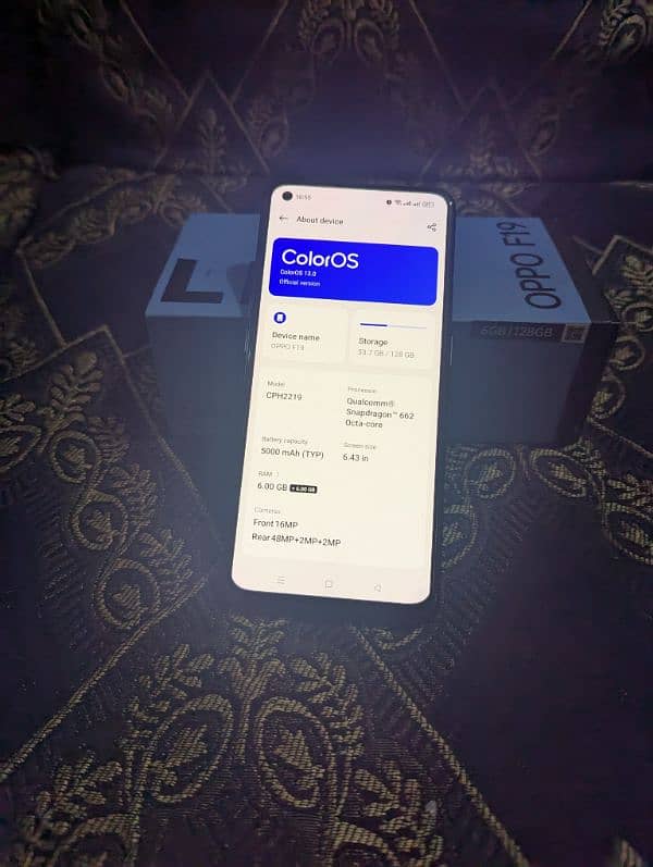 oppo F19 6+6 128gb one hand use no open no raipar with box only 6