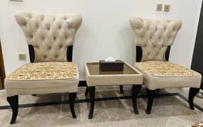 Two Sofa/Wooden Chairs with Table