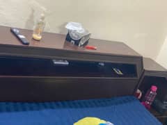 Wooden double bed with 2 side tables, Mattress