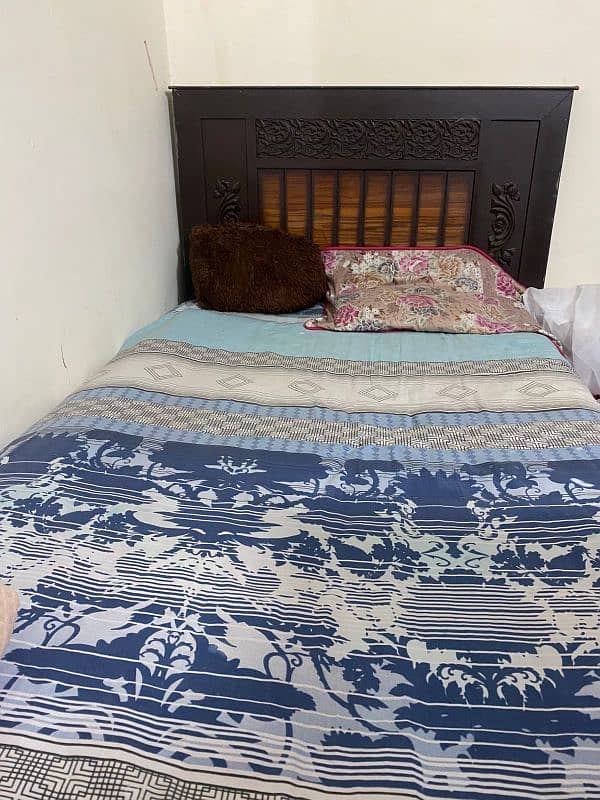 Wooden Single Bed with Mattress 2