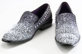 "Black and Silver Spiked Smoking Loafers for Men – Stylish Footwear"