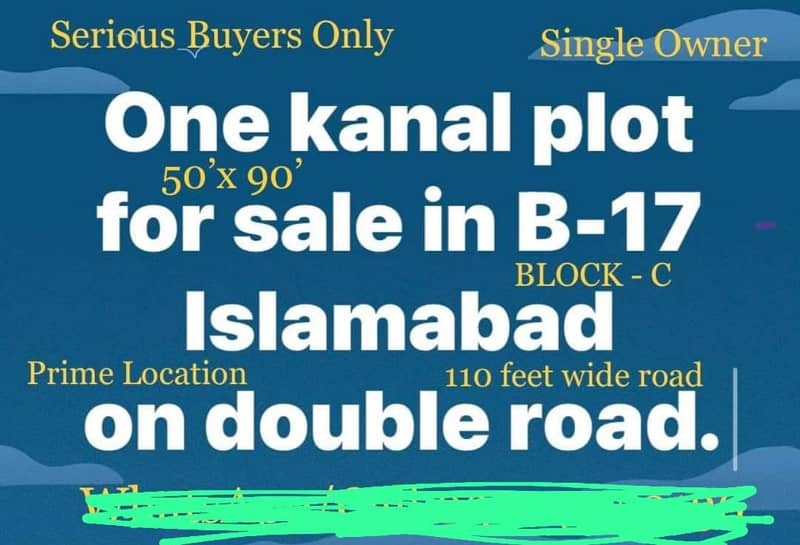 Plot For Sale B 17 Size 1 Canal Islamabad 0