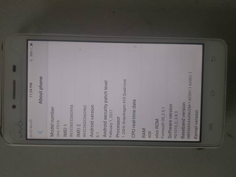 Vivo y 51a 2017 modal dual Sim card PTA approve 5