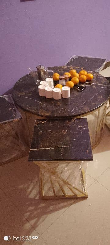 new style dining marble table with 4 stylish stools. 2