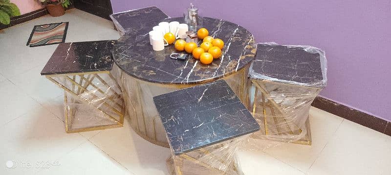 new style dining marble table with 4 stylish stools. 4