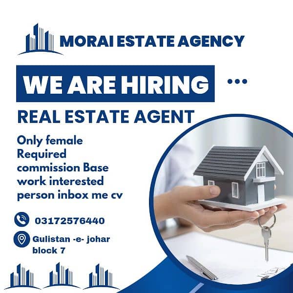 *WE ARE HIRING REAL ESTATE AGENT *      ONLY FEMALE REQUIRED 0