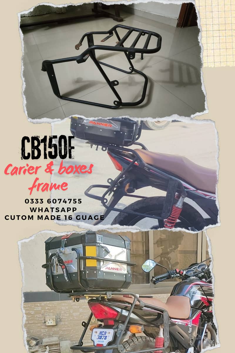 Honda cb150f custom made carier and frame for side boxes 2