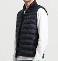 Men's Black Polyester puffer jacket -1 pcs Collard and plain Style